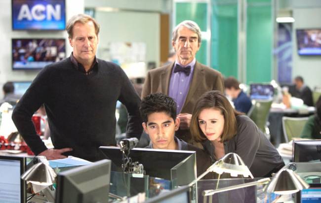 Jeff Daniels, Dev Patel, Sam Waterson, and Emily Mortimer of "The Newsroom'.