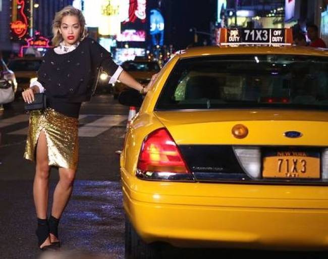 Rita Ora on a DKNY photo shoot in New York