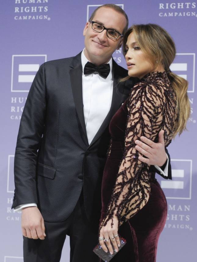 Jennifer Lopez with Human Rights Campaign President Chad Griffin