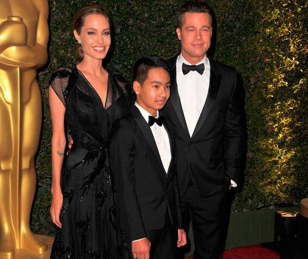 Angelina in Versace, Maddox and Brad at the Governor's Awards