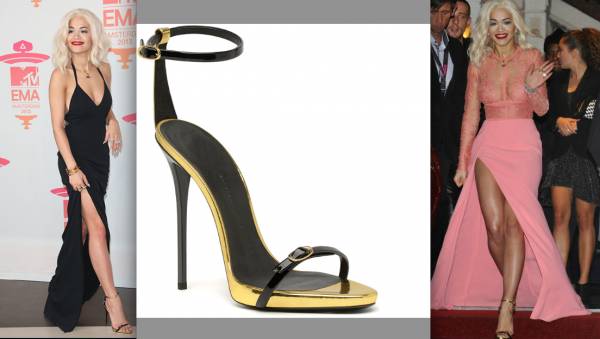 Rita Ora in Calvin Klein, Giuseppe Zanotto shoes and Elie Saab