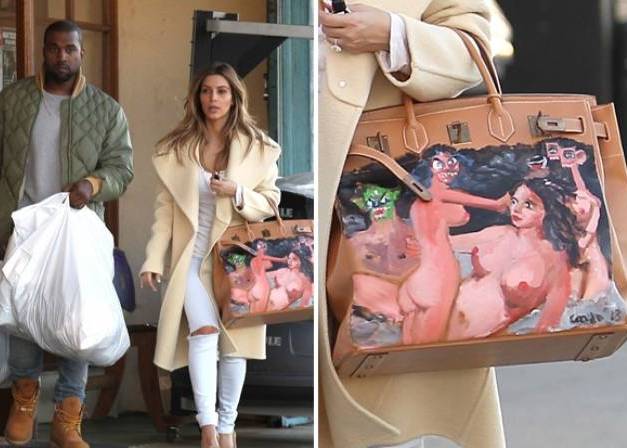 Kim Kardashian's Christmas Gift form Kanye a George Condo Hand-Painted Hermes Birkin Bag.