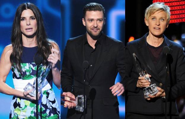 Sandra Bullock, Justin Timberlake and Ellen DeGeneres are the nights big winners!
