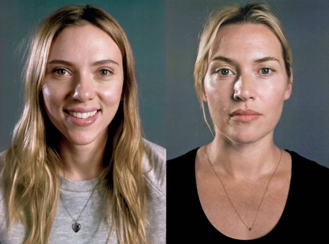 Scarlet Johansson and kate Winslet pose for Chuck Close's 'Raw Portraits' in Vanity Fair