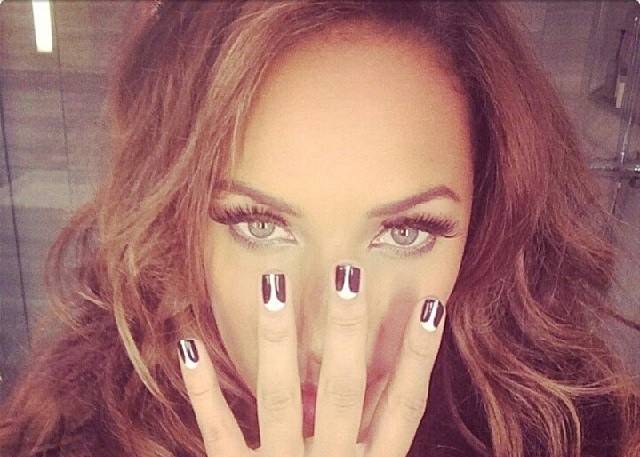 British singer Leona Lewis sports a fashion manicure