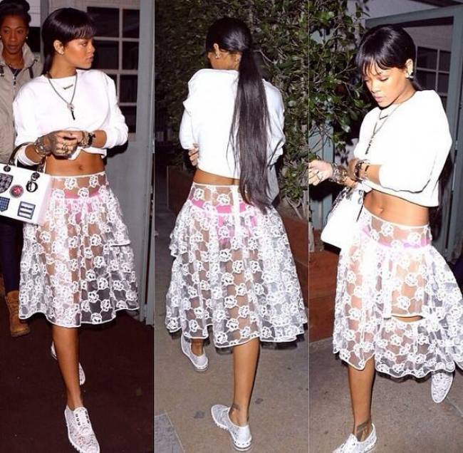 Rihanna steps out in Simone Rocha Transparent Skirt
