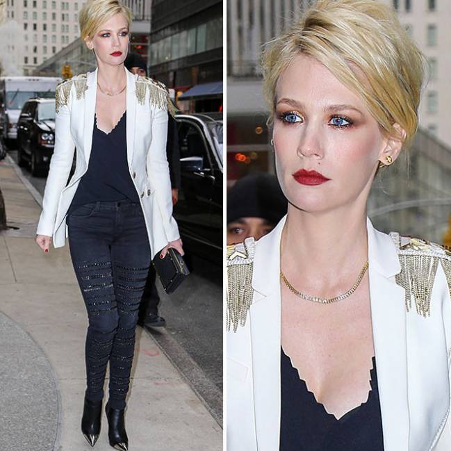 Yikes! It's January Jones on the streets of NY and she doesn't need a body guard!