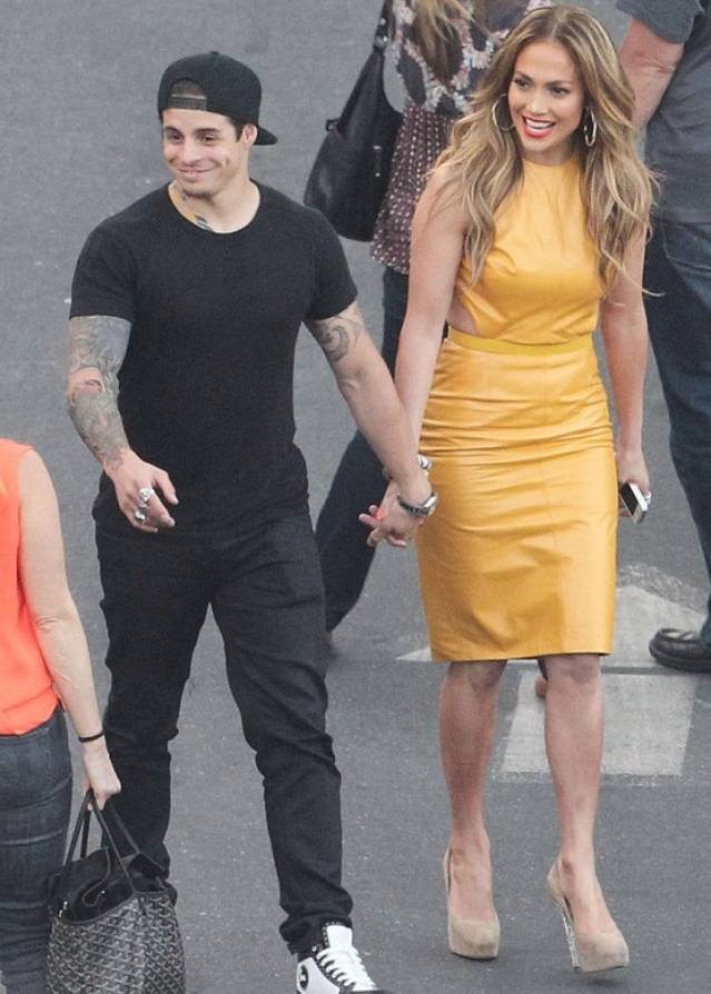 Happy lady Jennifer Lopez is knocking them out in this '2nd Skin' leather dress.